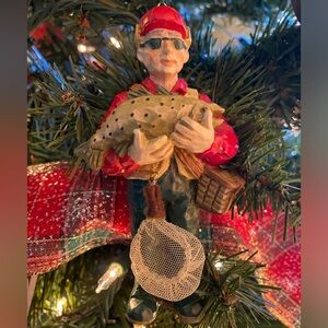 Vintage Fisherman Christmas Tree Ornament